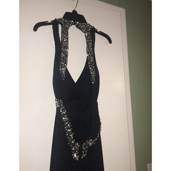 Formal beaded accent navy blue Dress - Picture 6 of 10